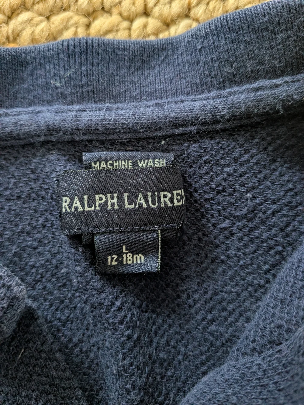 Ralph Lauren Navy Polo-Style Baby One-Piece with Stripes